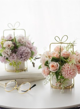 轻奢仿真绣球花玫瑰花摆件客厅桌面墙面装饰悬挂悬吊假花盆栽绢花