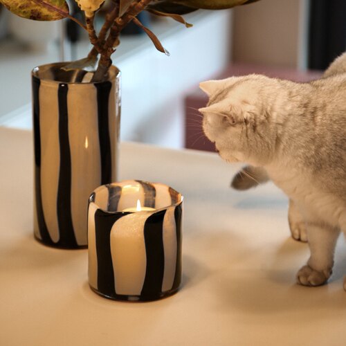 复古波点花瓶条纹烛台香薰蜡烛家用高级感客厅软装氛围感中古摆件