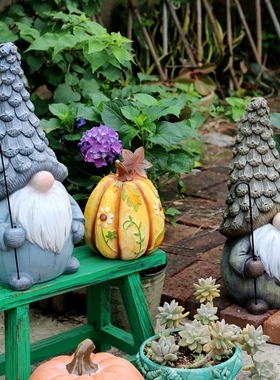 地精摆件人物小矮人花园庭院户外装饰 霍比特人背景 民宿拍照具道