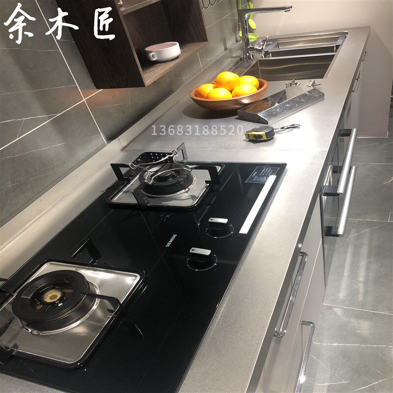 北京304不锈钢台面家用橱柜定制厨房整体厨柜定做更换石英石门板