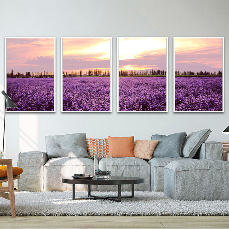 新中式客厅装饰画现代简约大气四联沙发背景墙后面挂画壁画有框画