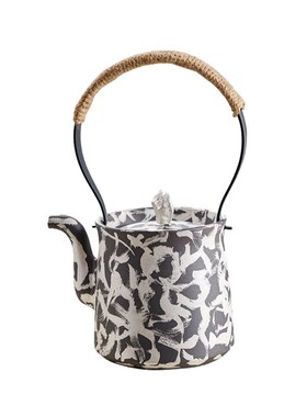 邸高茶室a陈列场景 陶瓷水墨银纹提梁壶公道杯煮茶炉大罐茶具摆件