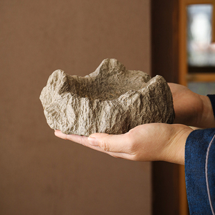 水养苔藓球狼尾蕨文竹o盆栽盆景盆仿石头花盆陶瓷客厅茶几桌面摆