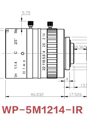 短波近红外工业镜头 700-1700nm高透 SWIR相机R定焦镜头C口 5M高