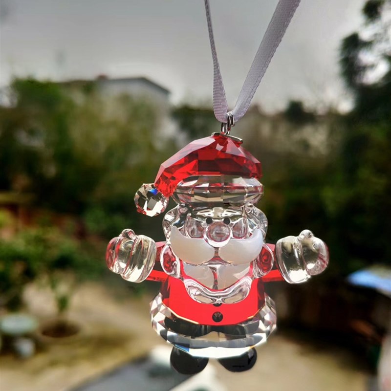 奥地利水晶2019年santa新款圣诞老人挂饰汽车挂件水晶礼品车饰