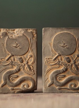 残片原石拓片非遗传拓镇纸石拓片拓石拓版老M物件欢喜残石拓印素