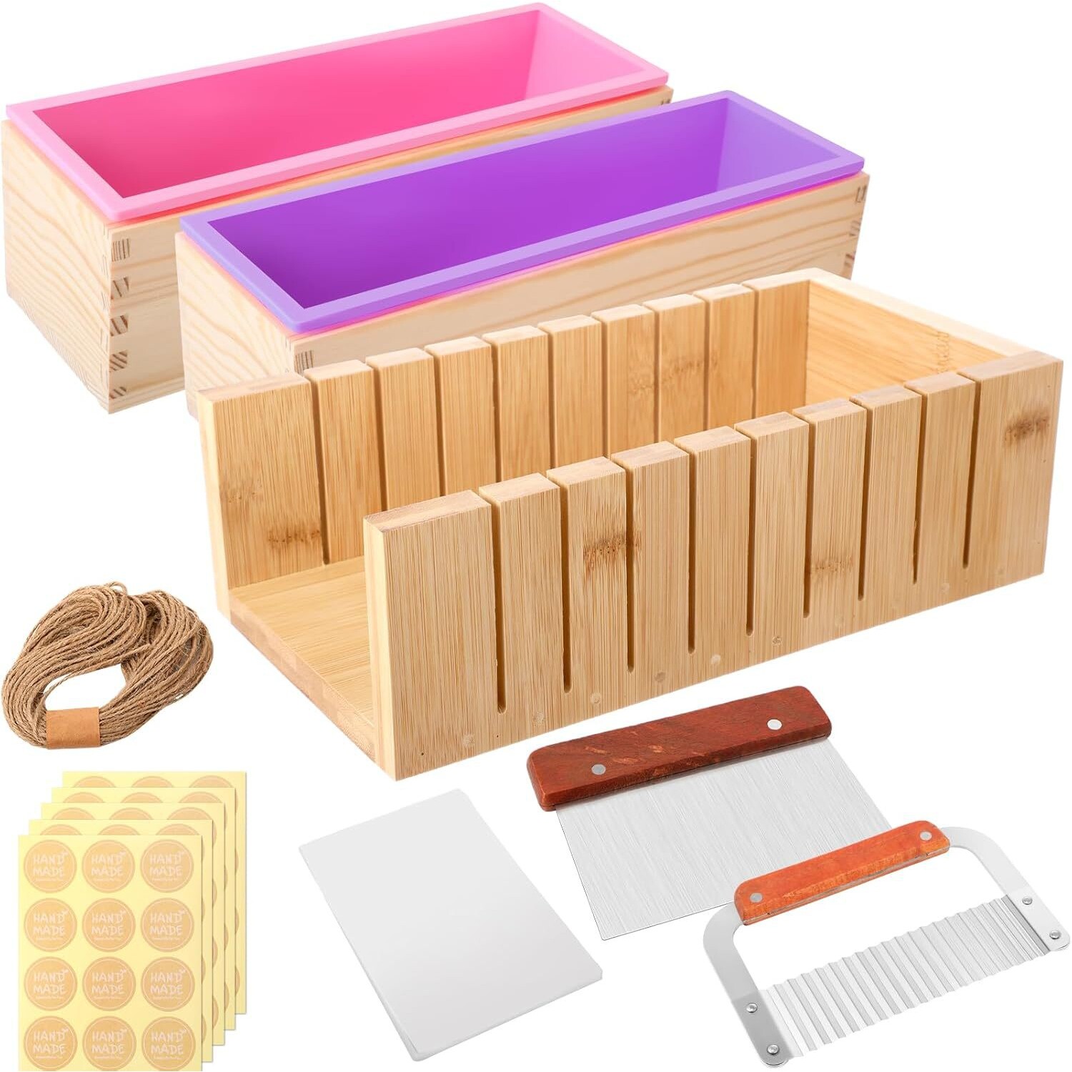 香皂模具制作套装 含长条香皂模具 波浪/直切刀 包装袋 贴纸 麻绳