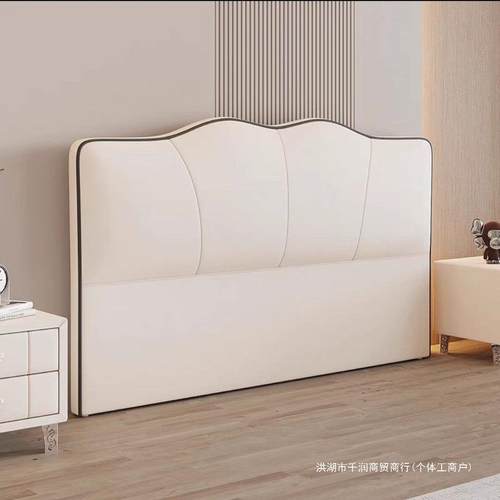 床头落地家用奶油风实木软包轻奢靠背板简约现代主卧超薄落地单买