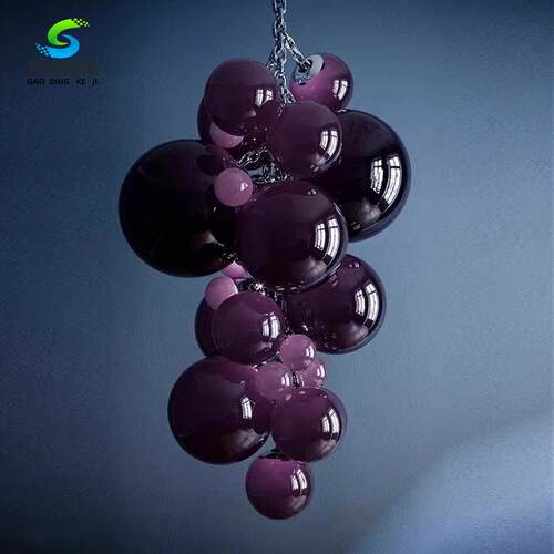 意大利Grape水果主题餐厅葡萄吊灯挑空楼梯间设计师创意玻璃灯具