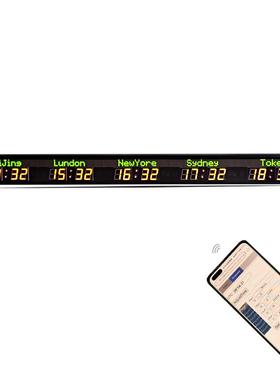 热销5城市时区红色LED数字世界时间挂钟室内全彩色多时区世界挂钟