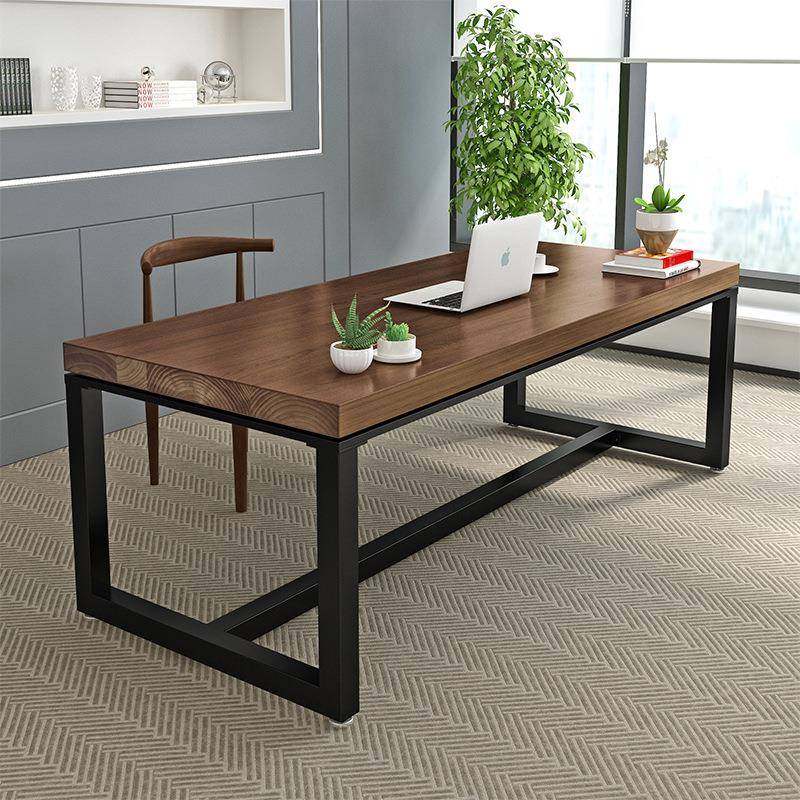 美式loft实木办公桌写字桌简约现代台式电脑桌书桌实木桌长桌