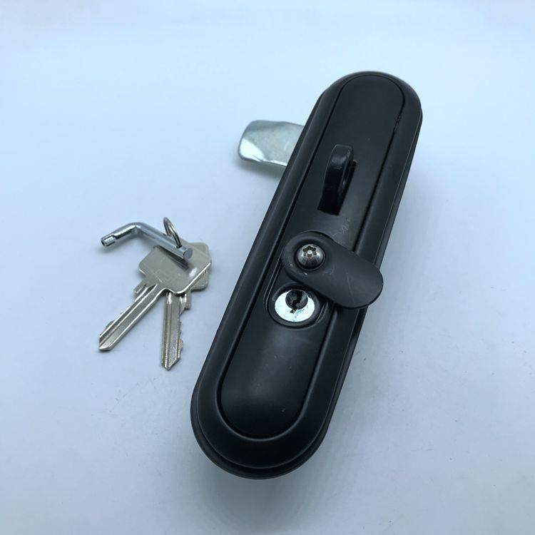 MS864G锁芯加长型黑色平面锁，电柜门锁，配电柜门锁，机箱机柜锁