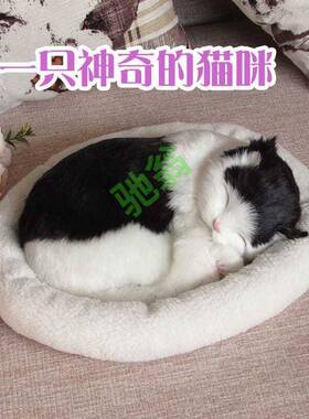 yut会呼吸的猫仿真小猫毛绒玩具猫假猫公仔模型玩偶仿真动物车饰