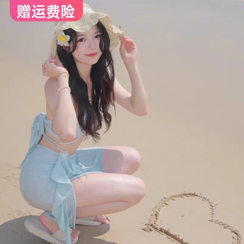 2024新款分体泳衣女比基尼三件套小众出片度假风泡温泉泳装显瘦