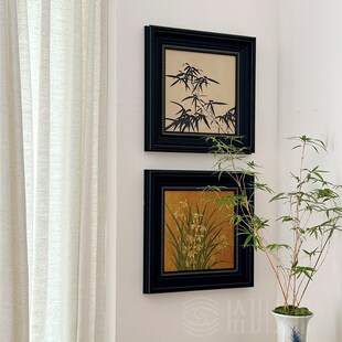 拾玥艺术中古挂画法式中国风客厅餐厅卧室装饰画中式复古壁画竹子