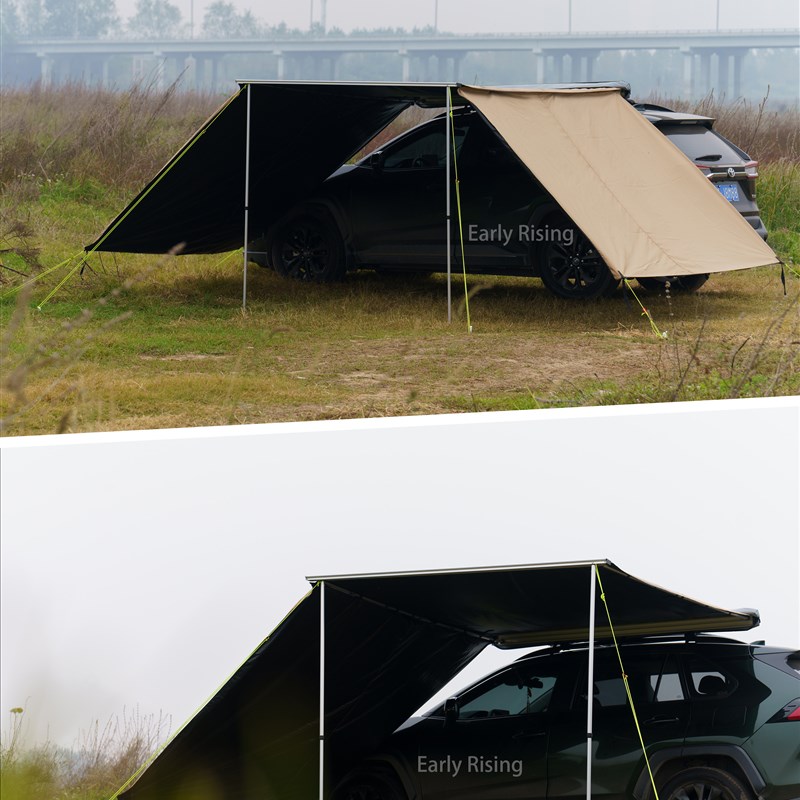 初旭户外黑胶车边帐篷天幕侧帐越野遮阳棚铝硬壳露营房车载防雨晒