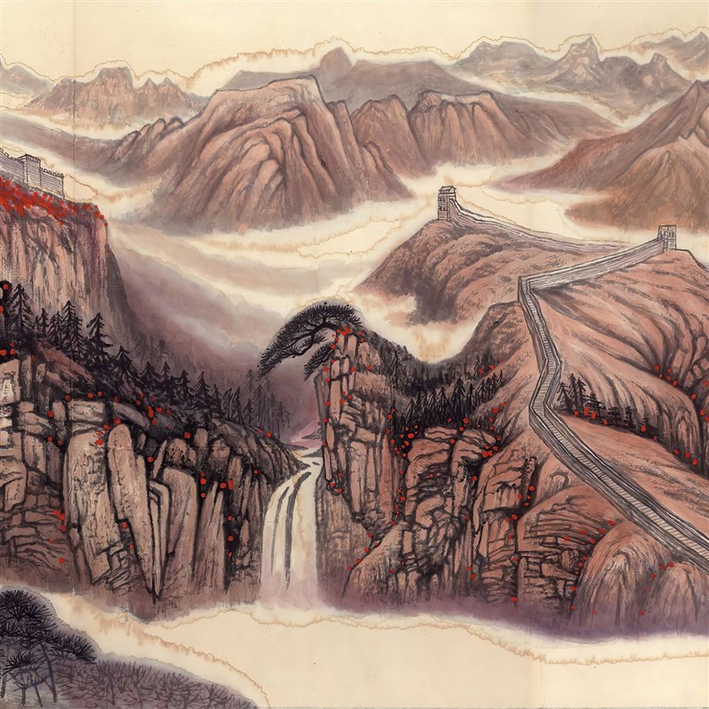 幽燕金秋图国画山水画带框客厅背景墙装K饰画公司办公室大气挂画