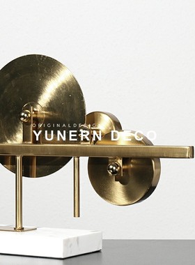 简约现代金属圆乐摆件大理石底座软装饰品样板房家居客厅桌面摆件