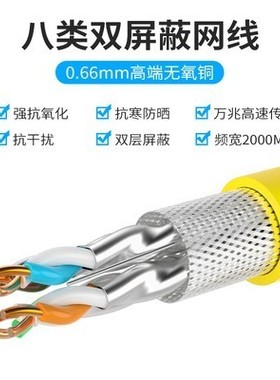 安普超六类双屏蔽千兆nCAT6A七7八类万兆监控室内外无氧铜网线家