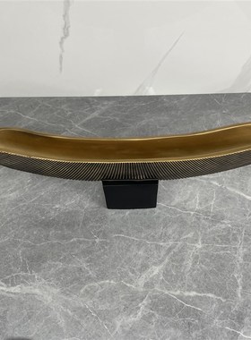 简约现代轻奢树脂船型弧形果盘花器摆件样板房售楼处客厅玄关装饰