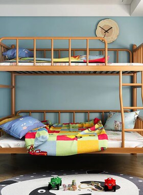 不锈钢双b层床上下铺白色金黄色304加厚儿童家用铁艺床高低子母床