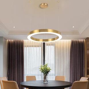 别墅客厅大气不锈钢圆圈吊灯加厚加宽LED圆环灯商业店铺金色节能