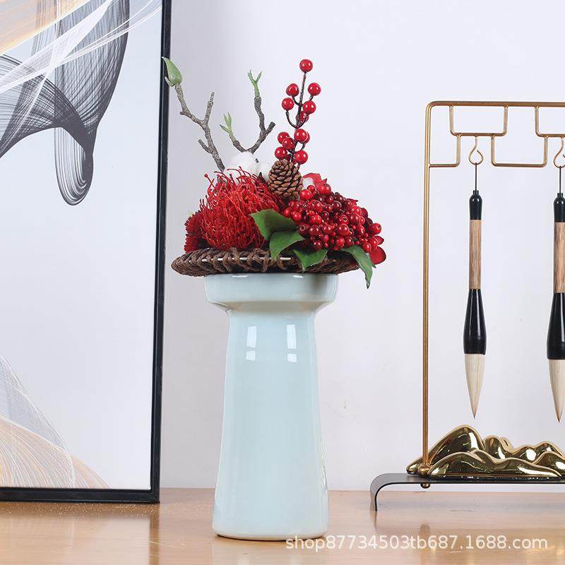 新中式红色仿真花艺摆件样板房餐桌客厅绿植盆景售楼处植物装饰品,清洗/食品/商业设备,风口/风叶/风机配件,淘宝优惠券,粉丝福利购,淘宝优惠卷