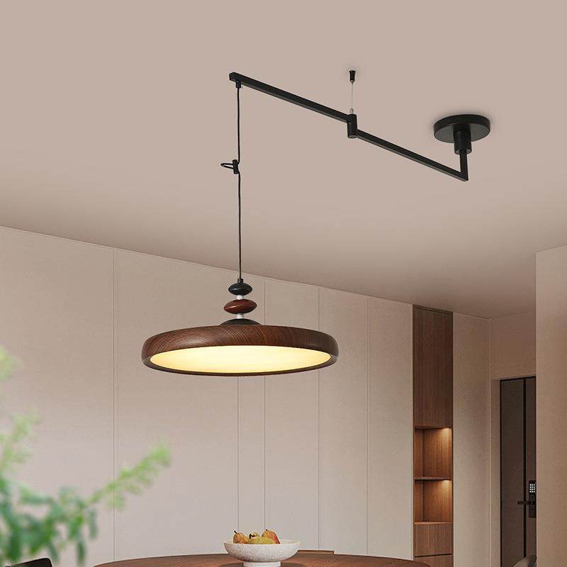 可移位移动摇臂餐厅吊灯法式中古风复古木纹色护眼个性飞碟餐桌灯,特色手工艺,其他特色工艺品,淘宝优惠券,粉丝福利购,淘宝优惠卷