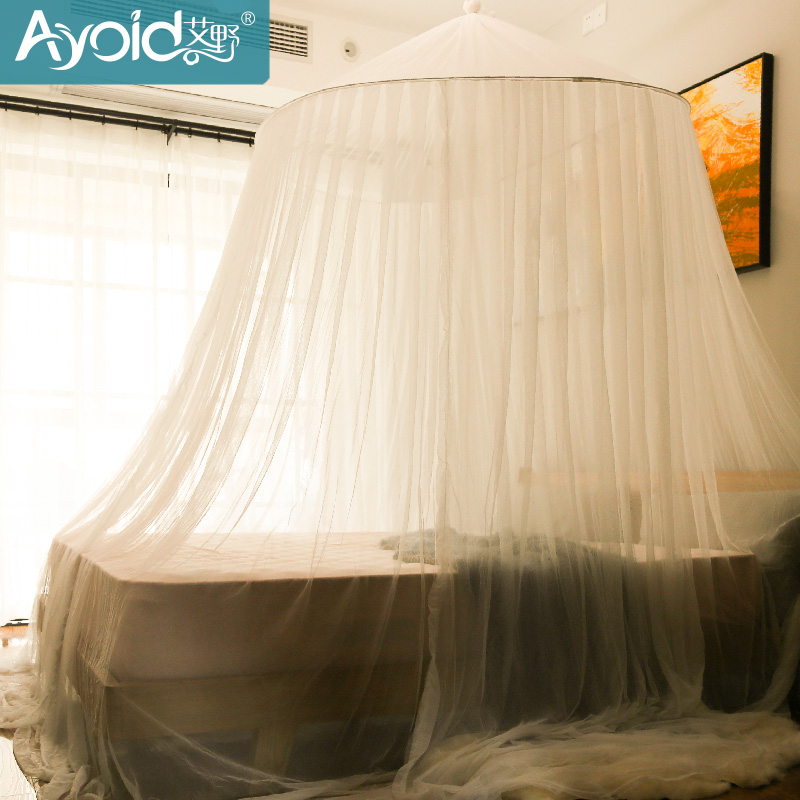 艾野圆顶吊顶蚊帐三开门加大尺寸吊挂式欧式宫廷公主风超大号加密