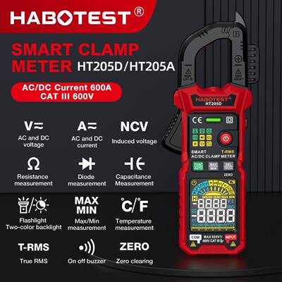 华博HT205D/HT205A彩屏数字钳型表电流表智能万用表英文HABOTEST