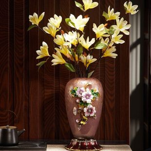 粉色琉璃珐琅彩花瓶桌面卧室床头插花玄关客厅摆件欧式餐桌送礼品