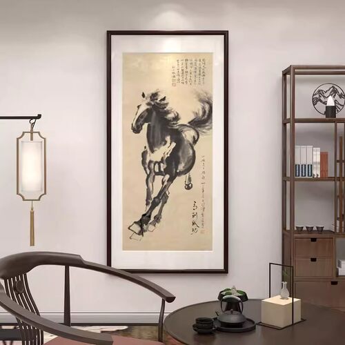 徐悲鸿马画像挂画八骏图装饰画马到成功办公室奔马玄关客厅装饰画