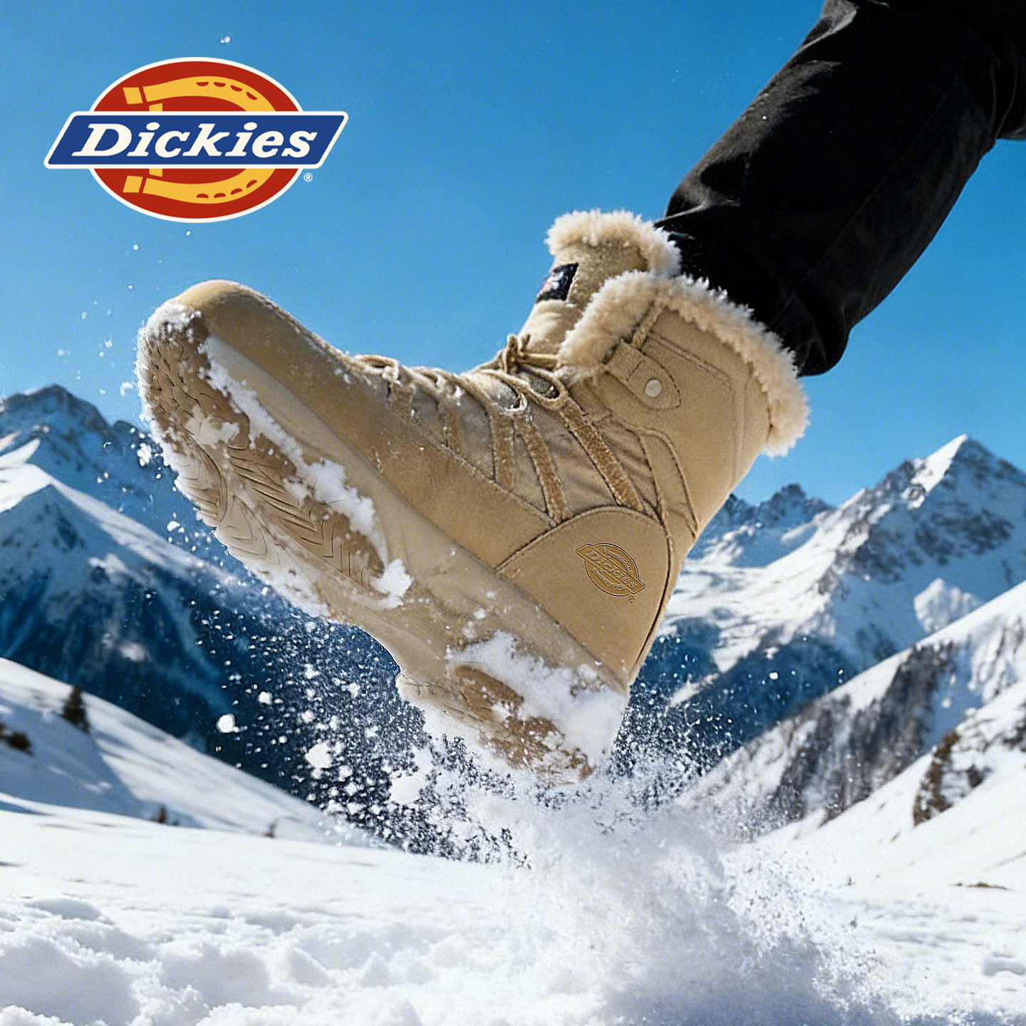 Dickies防滑登山雪地靴男徒步冰面防滑户外棉靴极地东北零下40度