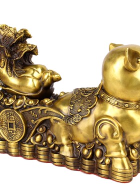 铜猪摆件 铜猪拉车摆件 铜猪送菜摆件铜金猪送财十二生肖猪