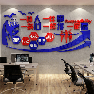 一群人一件事一条心励志墙面贴纸标语公司企业文化办公室装饰布置
