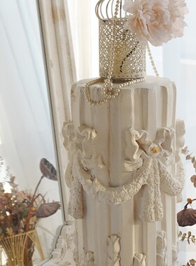 BJ24 法式白色罗马柱边几角几花架置物架陈列摄影道具摆件装饰品