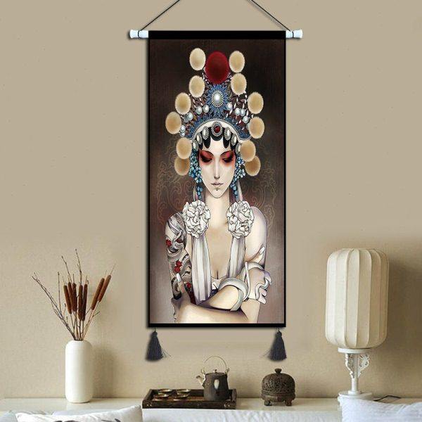 中国风京剧挂画布艺茶楼餐厅装饰画舞台效果走廊玄关挂毯民宿壁画