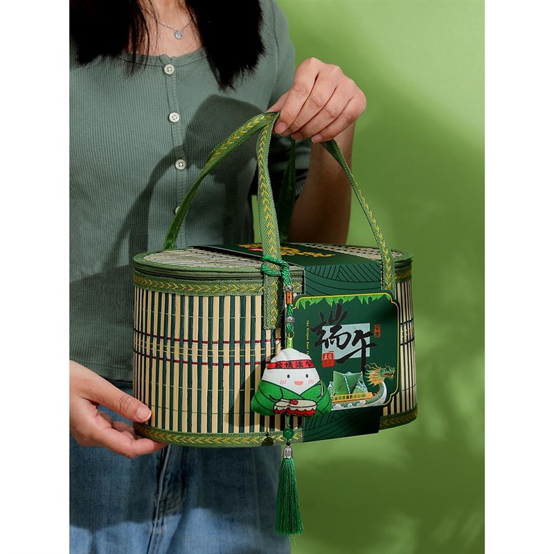 端午节粽子礼提精22包装盒独特04竹编手L高档定制空盒礼盒品美盒