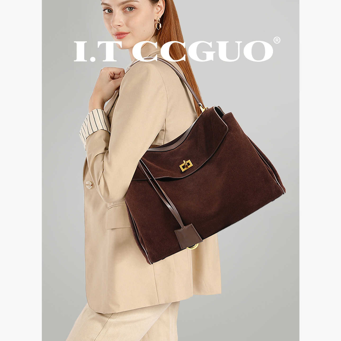 I.T CCGUO头层牛皮大容量高级感凯莉托特包单肩斜挎手提腋下包女,箱包皮具/热销女包/男包,托特包,淘宝优惠券,粉丝福利购,淘宝优惠卷