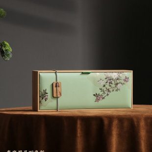 春瑞长盒茶片双茶包竹制礼盒空盒私藏茶竹叶青绿茶500g一斤礼盒