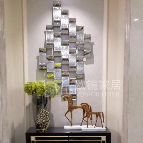 创意铁艺排列组合弯玻璃客厅沙发餐厅床头背景墙装饰镜子艺术壁饰