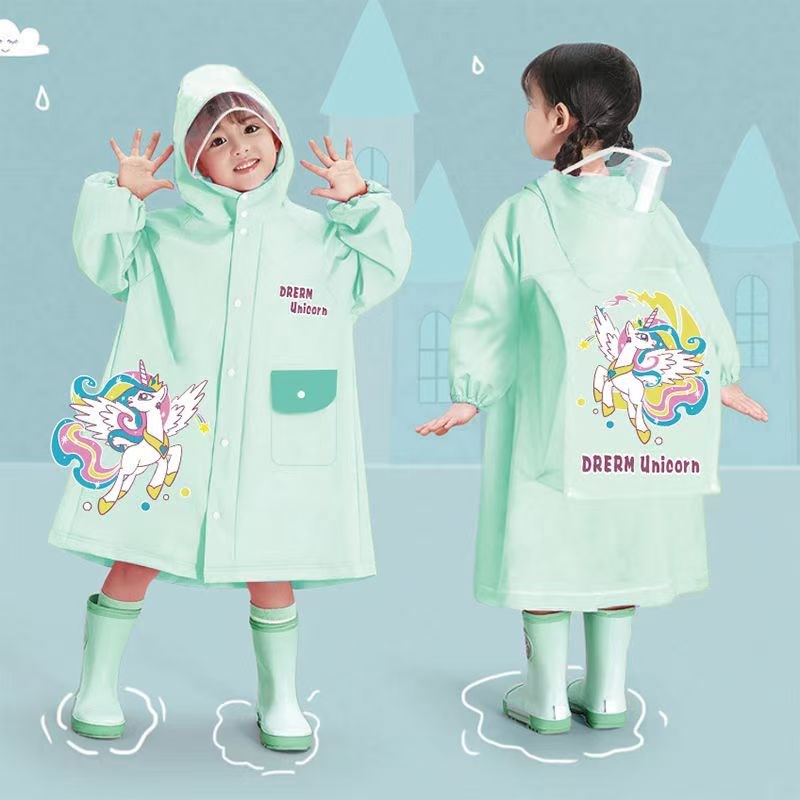 儿童雨衣小学生专用男女孩上学长款加厚带书包位套装宝宝防水雨披