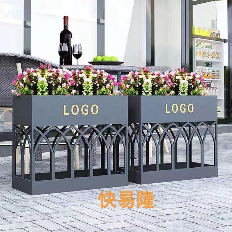 户外花箱铁艺花架长方形花槽商业街种植箱园艺隔断售楼部花坛组合