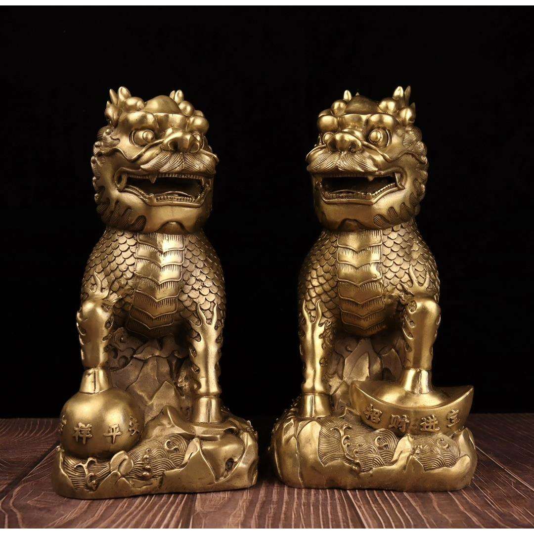 纯铜麒麟摆件精工护宝麒麟一对吉祥平安大小号麒麟家居客厅工艺品