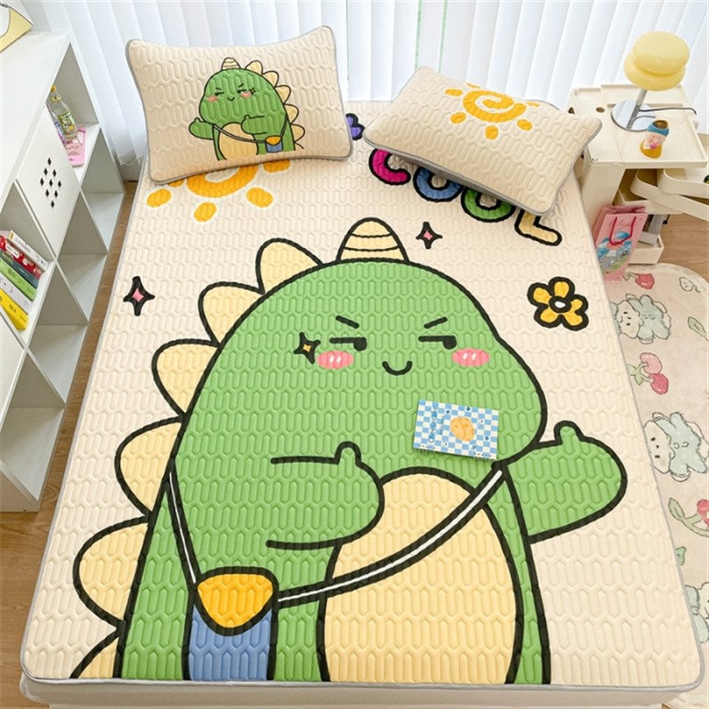 A类大版数码印花凉感丝乳胶凉席可水洗折叠家用学生V宿舍空调软席