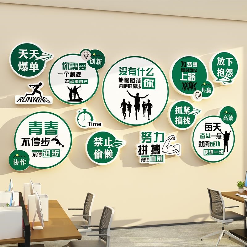办公室墙面装饰i团队励志标语公司企业文化墙贴纸挂画背景氛围布