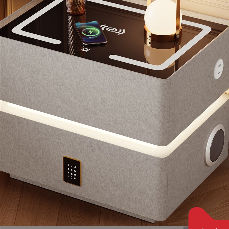 智能床头柜无线充电带感应灯家用卧室主卧悬浮柜S轻奢高级感免安