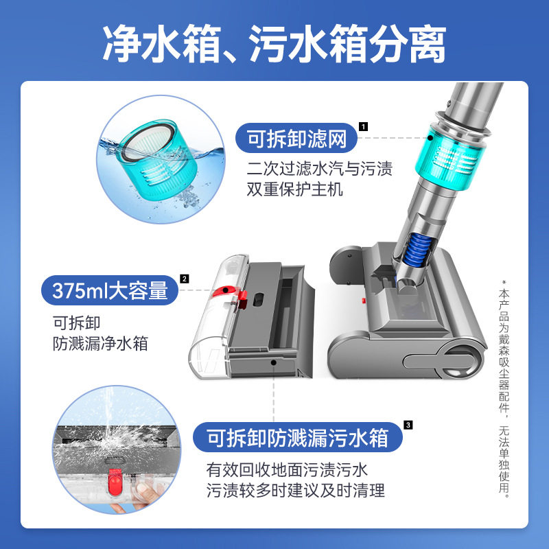 万创适配戴森V7V8V10V11V15洗地机吸头水箱过滤网秒变洗地机地刷