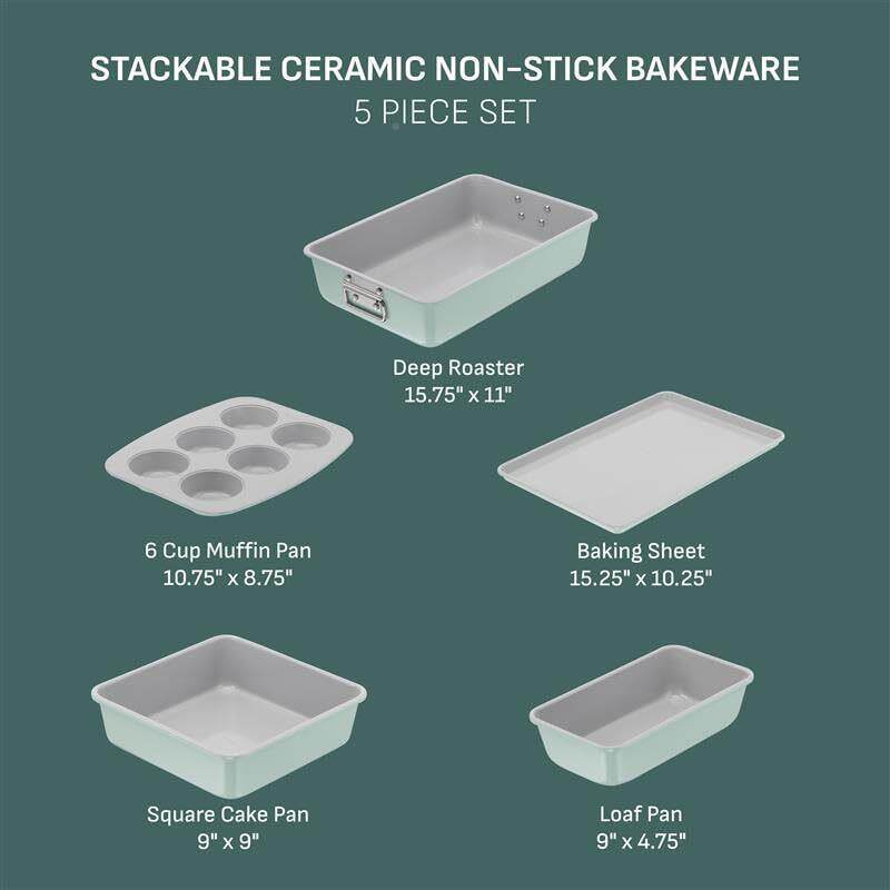 5套件套薄荷绿不粘烤盘可活叠烘焙用具堆装带动手柄松饼面CR包烤