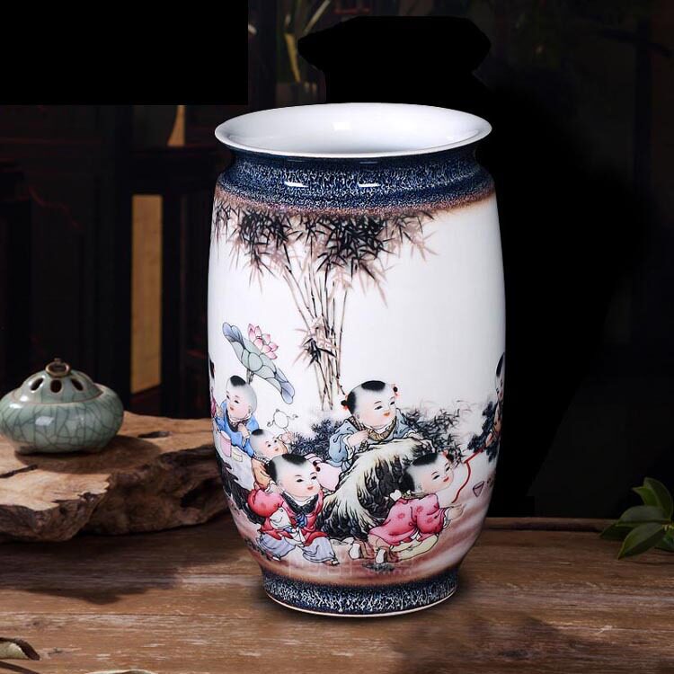景德镇陶瓷器高档窑变釉花瓶现代时尚客厅工艺品摆件